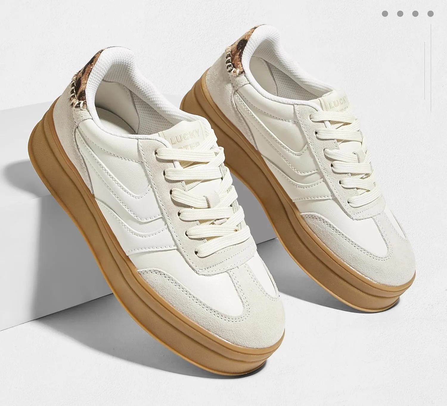 LUCKY STEP Platform Sneakers for Women Fashion Retro Thick Rubber Gum Sole Comfortable Tennis Skate Trainer Classic Walking Shoes Casual Streetwear