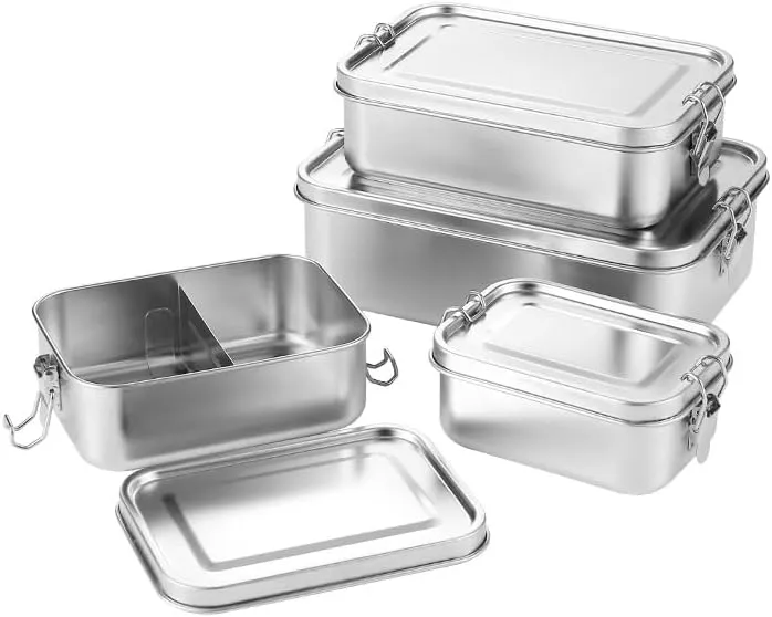 Lunch Box 1400ML Camping Portable Square Stainless Steel Lunch Box 1PC(A)