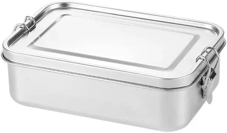 Lunch Box 1400ML Camping Portable Square Stainless Steel Lunch Box 1PC(A)