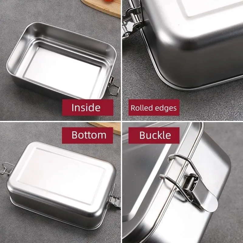 Lunch Box 1400ML Camping Portable Square Stainless Steel Lunch Box 1PC(A)