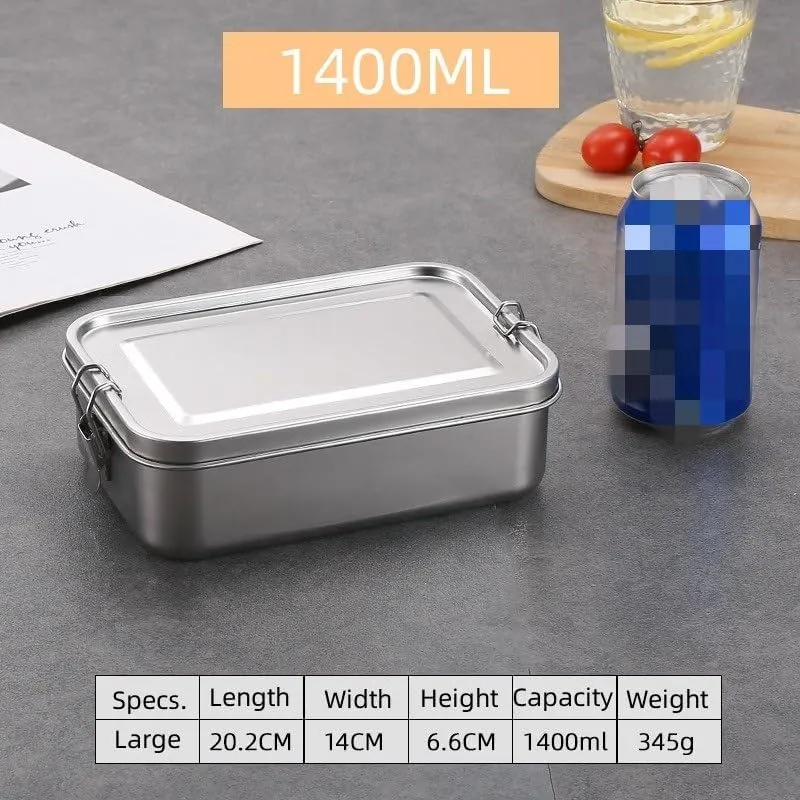 Lunch Box 1400ML Camping Portable Square Stainless Steel Lunch Box 1PC(A)