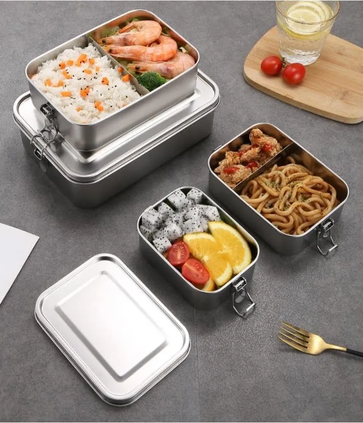 Lunch Box 1400ML Camping Portable Square Stainless Steel Lunch Box 1PC(A)