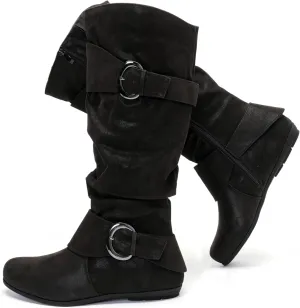Luoika Women's Extra Wide Calf Knee High Slouchy Boots, Wide Width Tall Boots with Flat Heel Side Zipper.