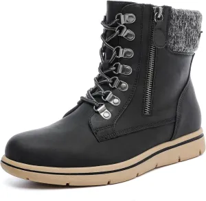 Luoika Women's Wide Width Ankle Boots, Flat Heel Side Zipper Lace Up Plus Size Short Booties.