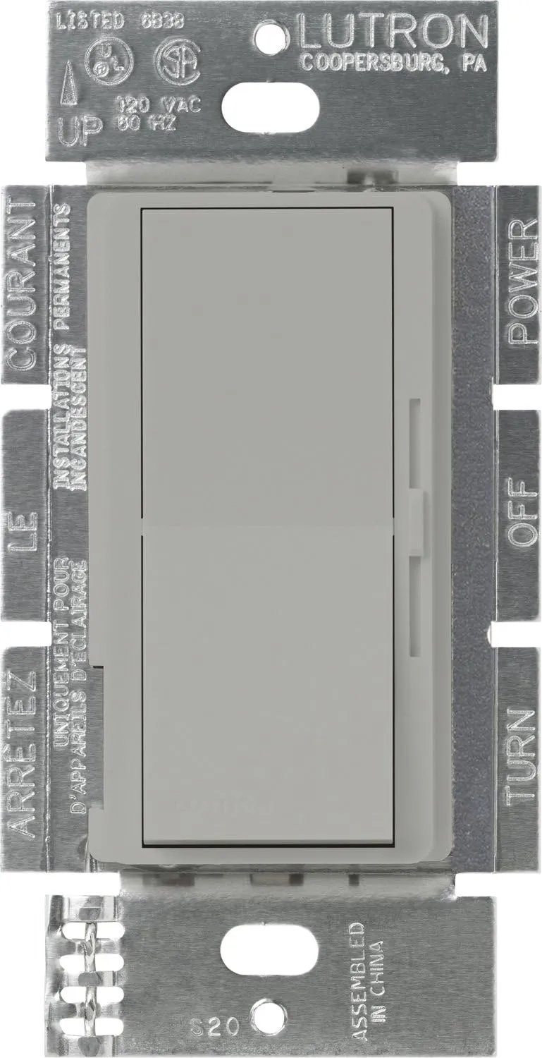 Lutron DVSTV-GR Diva 8 Amp 3-way/Single-Pole 0-10V Dimmer, no neutral required, Gray