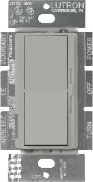 Lutron DVSTV-GR Diva 8 Amp 3-way/Single-Pole 0-10V Dimmer, no neutral required, Gray