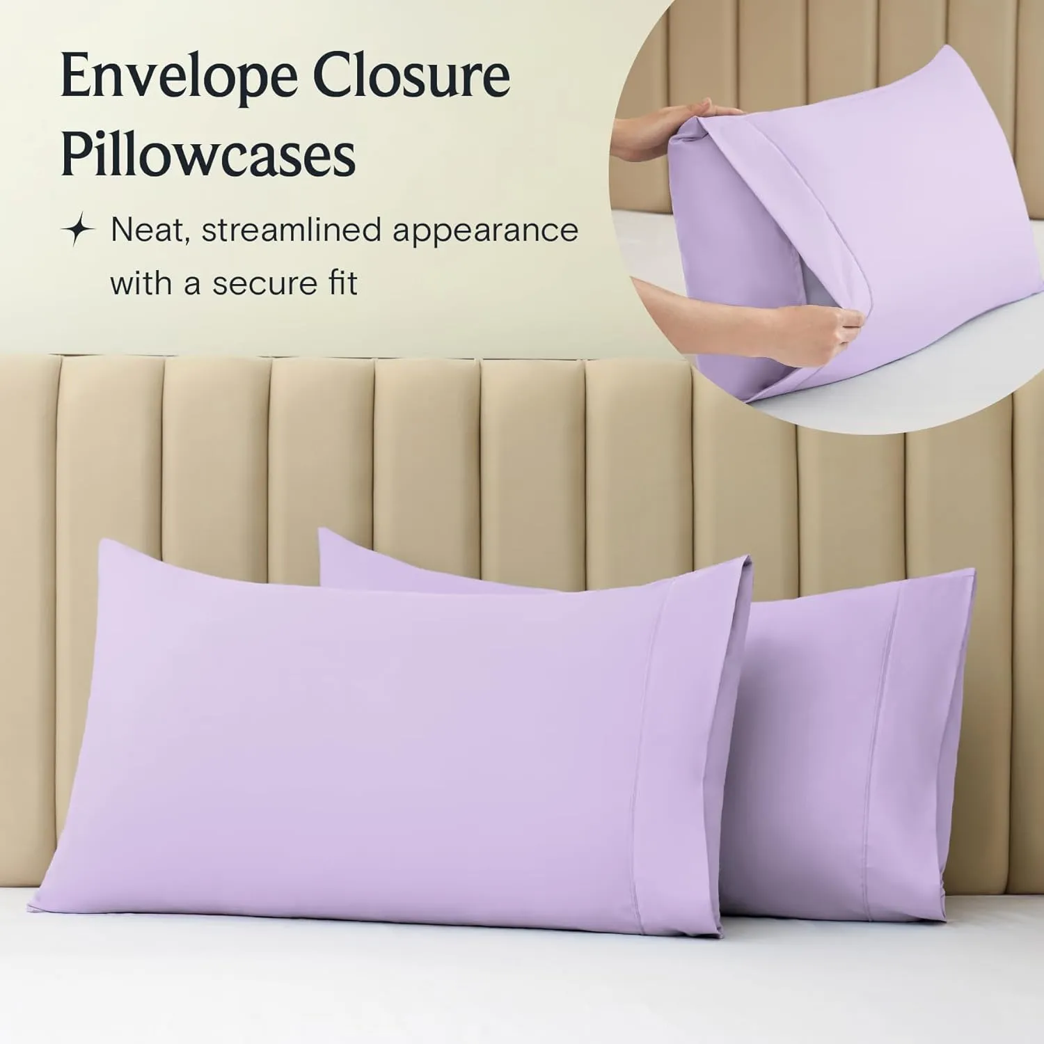 LuxClub 4 PC Full Sheet Set, Breathable Luxury Bed Sheets, Deep Pockets 18" Wrinkle Free Cooling Bed Sheets Machine Washable Hotel Bedding Silky Soft - Lavender Full
