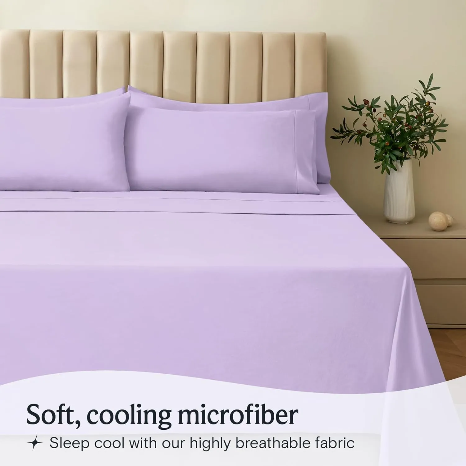 LuxClub 4 PC Full Sheet Set, Breathable Luxury Bed Sheets, Deep Pockets 18" Wrinkle Free Cooling Bed Sheets Machine Washable Hotel Bedding Silky Soft - Lavender Full