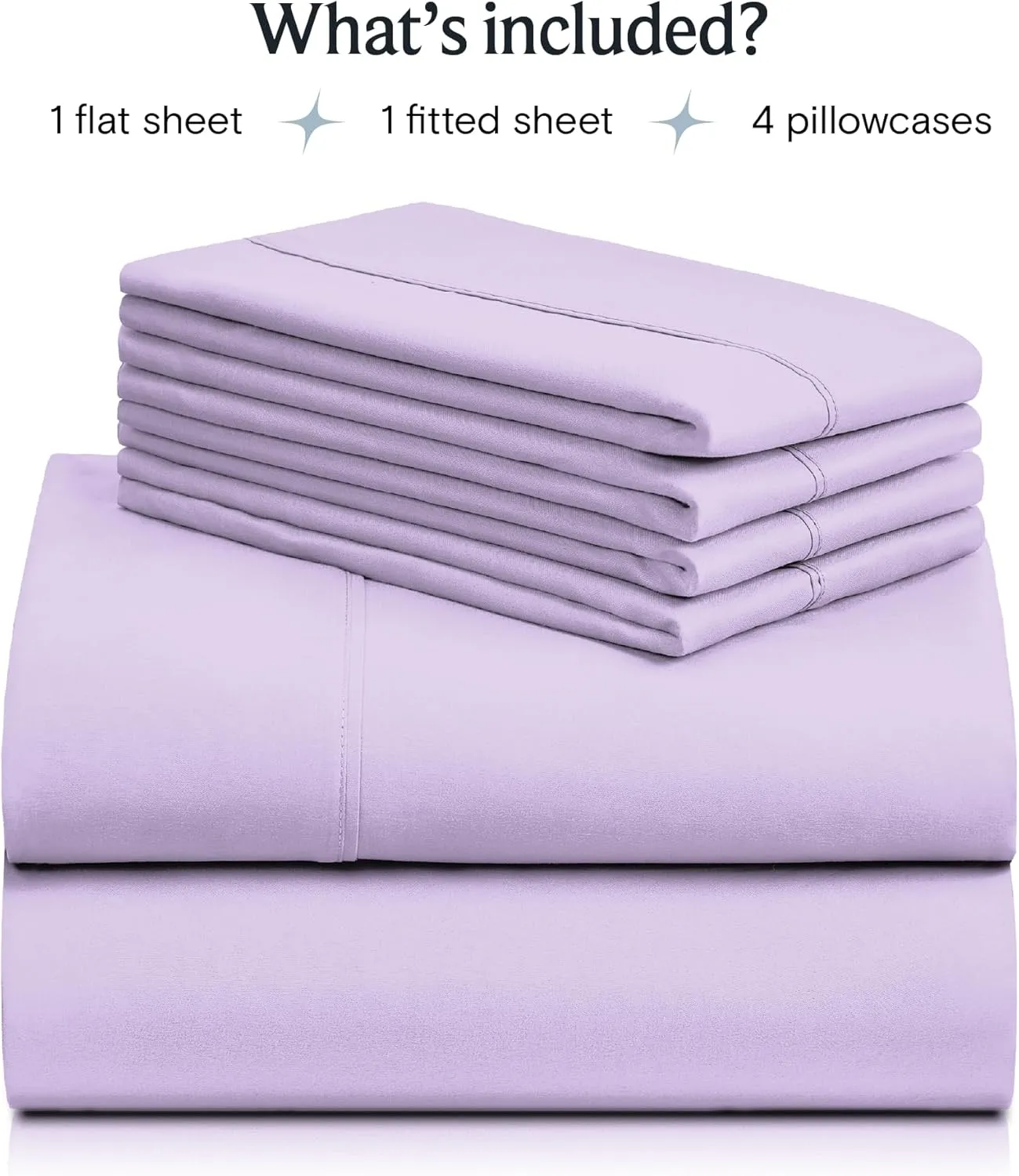 LuxClub 4 PC Full Sheet Set, Breathable Luxury Bed Sheets, Deep Pockets 18" Wrinkle Free Cooling Bed Sheets Machine Washable Hotel Bedding Silky Soft - Lavender Full