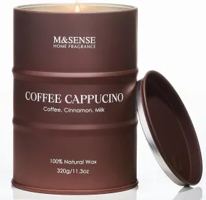 M&SENSE Coffee Cappucina Scented Candles, Soy Natural Wax Candle 11.3oz 70 Hours Long Lasting Burning, Strong Coffee Aroma Candle Unique Housewarming Appreciation Gifts for Coffee Lovers