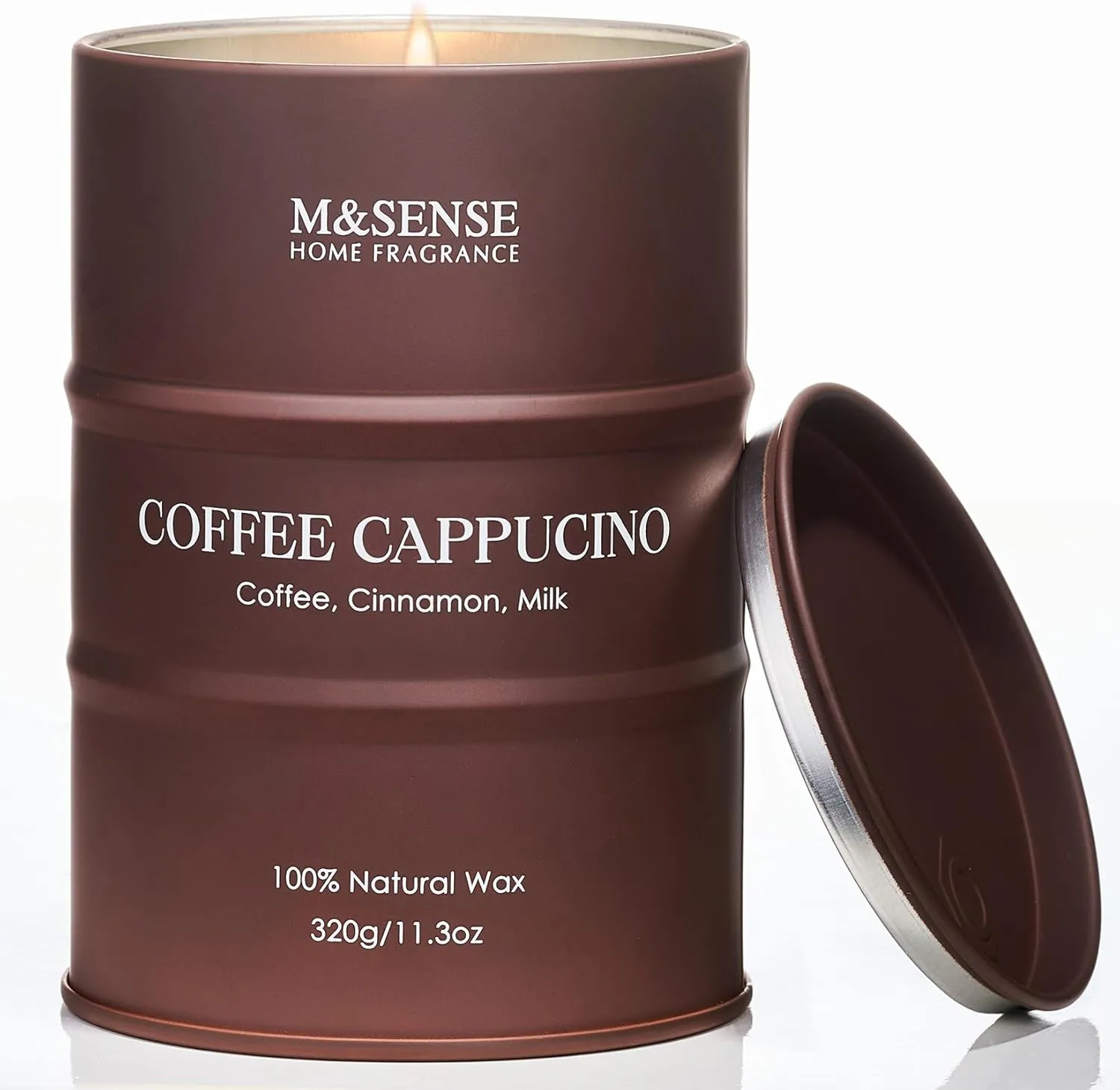 M&SENSE Coffee Cappucina Scented Candles, Soy Natural Wax Candle 11.3oz 70 Hours Long Lasting Burning, Strong Coffee Aroma Candle Unique Housewarming Appreciation Gifts for Coffee Lovers