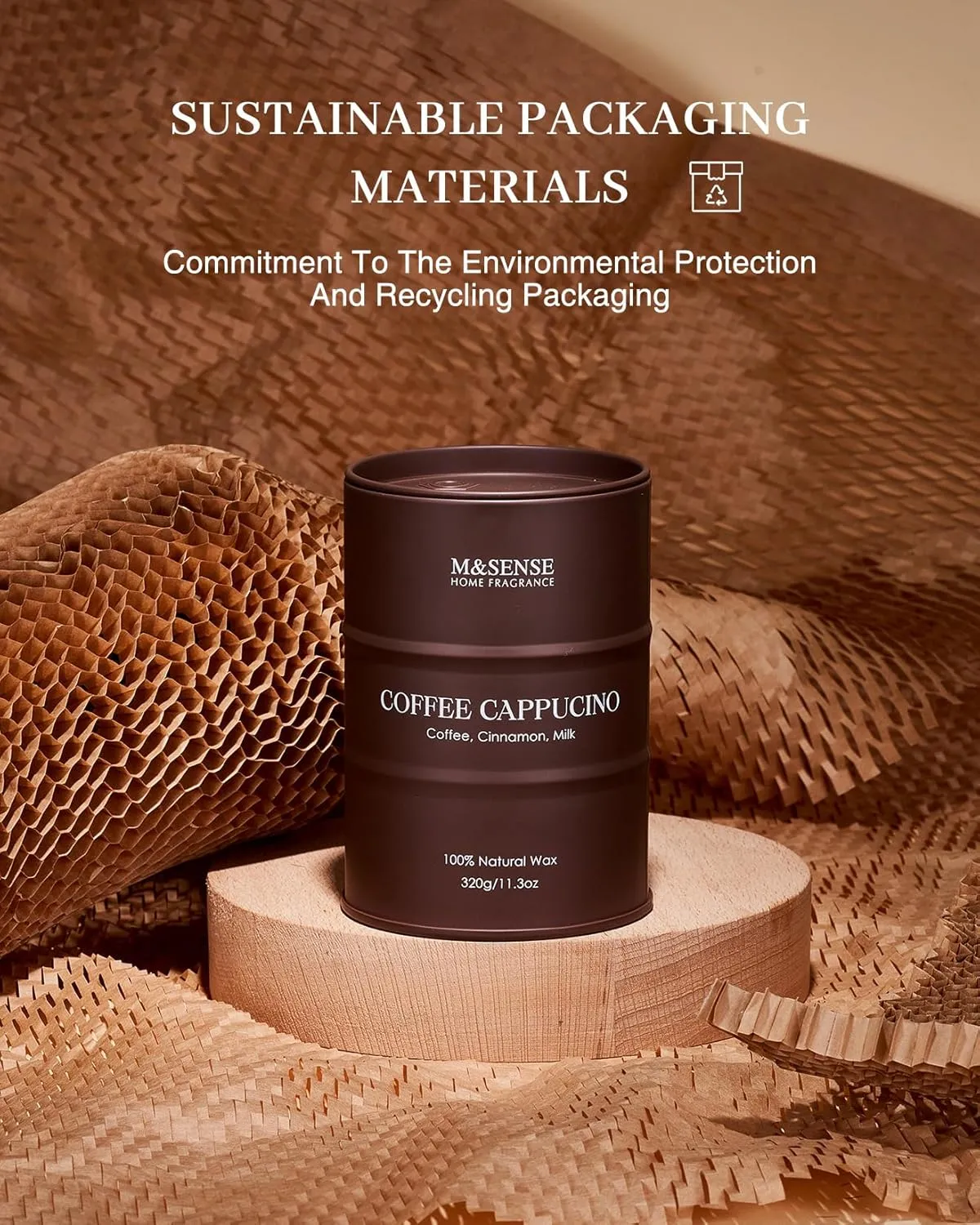 M&SENSE Coffee Cappucina Scented Candles, Soy Natural Wax Candle 11.3oz 70 Hours Long Lasting Burning, Strong Coffee Aroma Candle Unique Housewarming Appreciation Gifts for Coffee Lovers