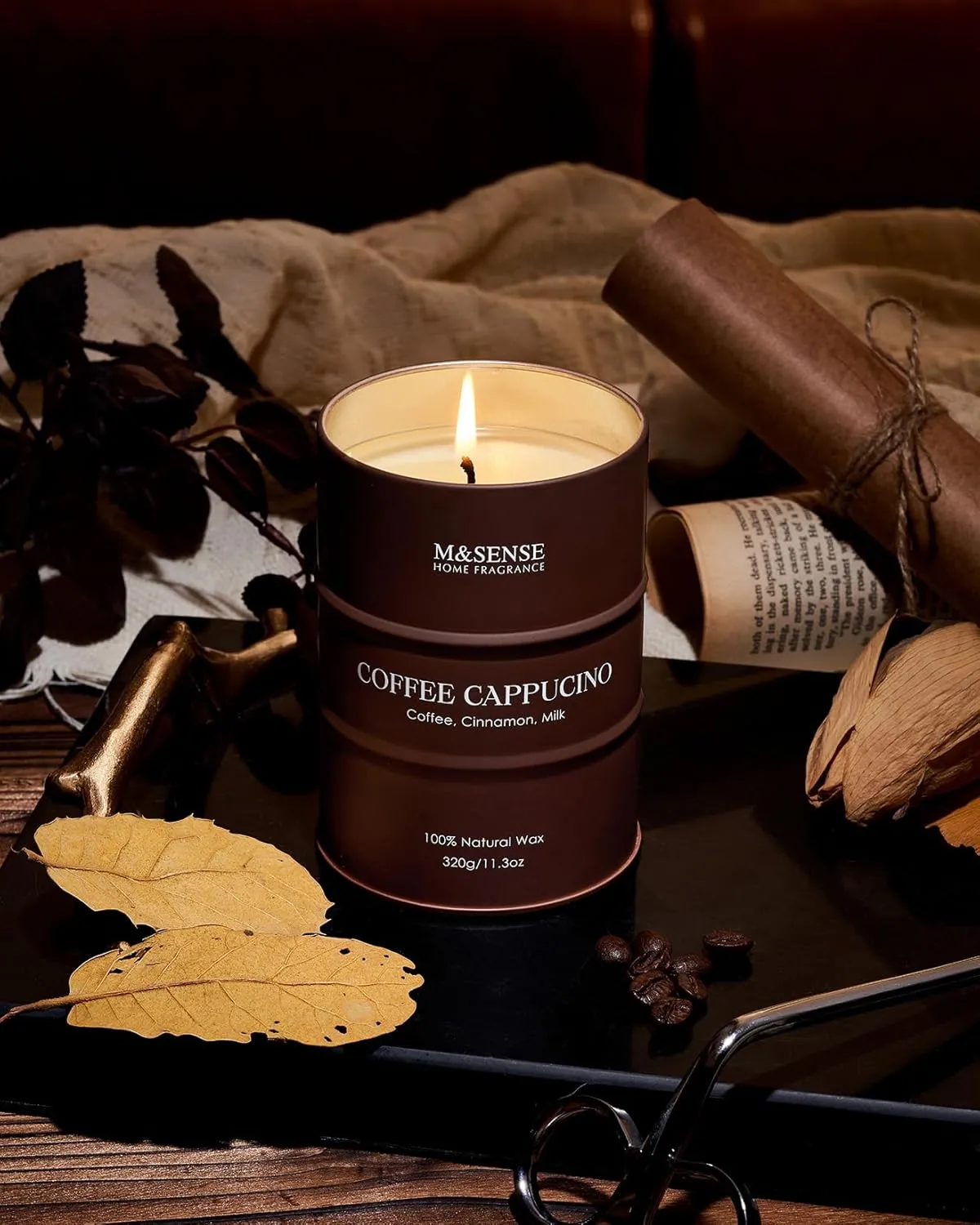 M&SENSE Coffee Cappucina Scented Candles, Soy Natural Wax Candle 11.3oz 70 Hours Long Lasting Burning, Strong Coffee Aroma Candle Unique Housewarming Appreciation Gifts for Coffee Lovers