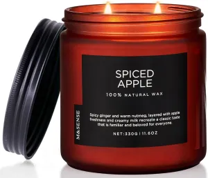 M&SENSE Spiced Apple 2 Wick Fall Scented Candle, 11.6oz Natural Soy Wax Candle for Autumn Decor, Up to 70 Hours Burn Time, Strong Fall Scented Candle Gift for Christmas Holiday Celebration