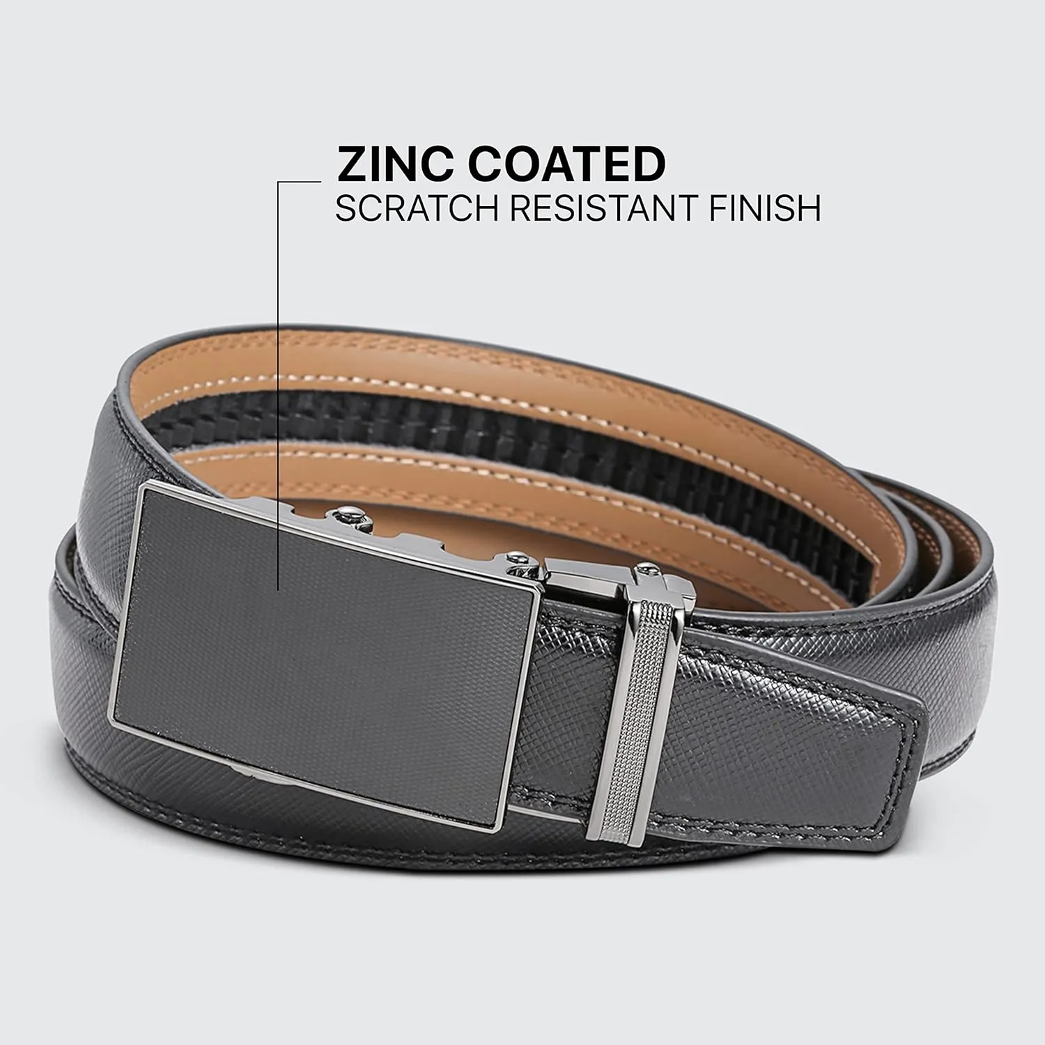 Marino Men’s Genuine Leather Ratchet Dress Belt With Automatic Buckle, Enclosed in an Elegant Gift Box