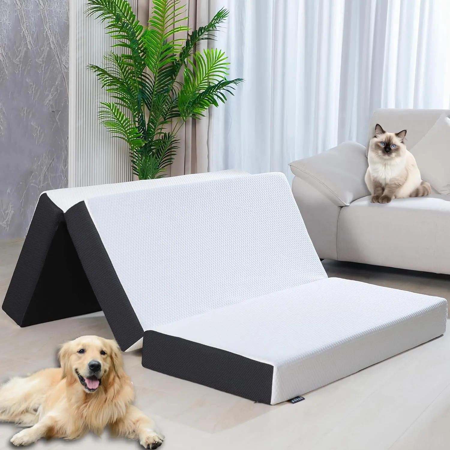 Mattress Topper, 6 Inch Memory Foam, Full Size, Tri-fold, Ventilated, Conform Ergonomics, Soft, Portable, Floor Guest Bed, 73x52x6 inches