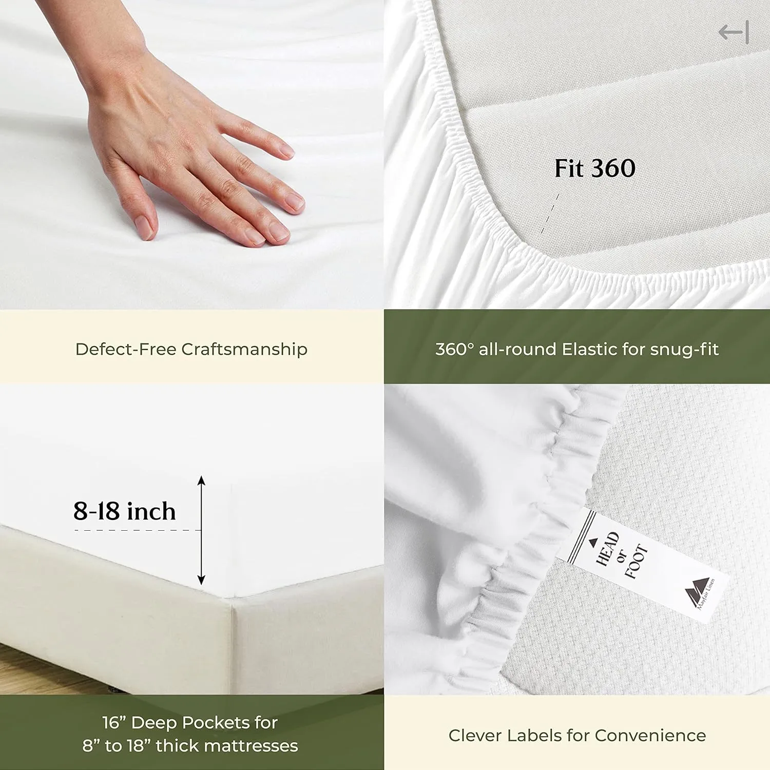 Mayfair Linen 100% Egyptian Cotton King Size Sheets Set - 4 PC Luxury Set, 600 Thread Count Egyptian Cotton Sheets King Size (White), Ultra Soft, Cooling, 16" Deep Pocket Sateen Weave Hotel Bedsheet