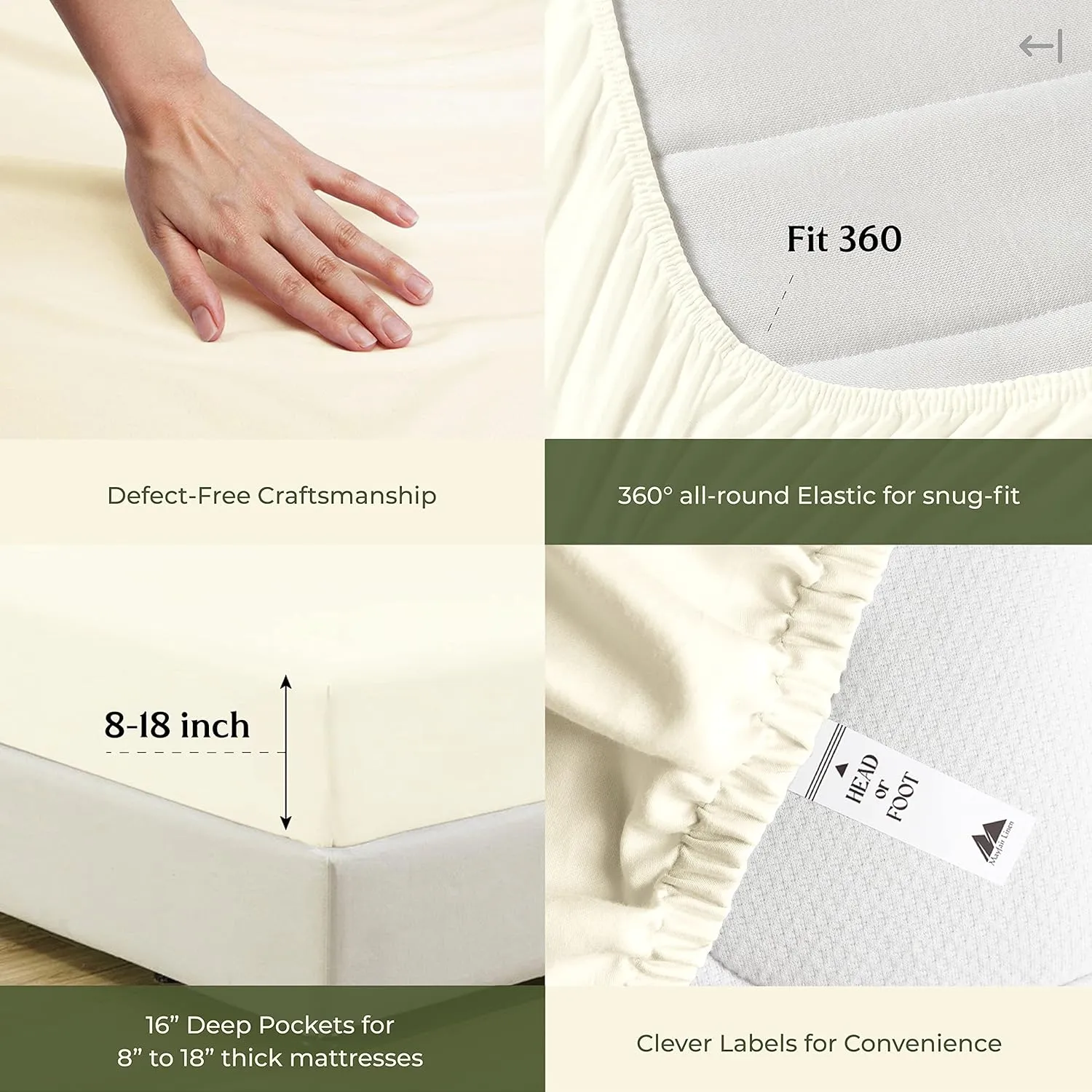 Mayfair Linen 100% Egyptian Cotton Sheets California King Size Bed Set - 4 PC 600 Thread Count Cal King Sheets Set Egyptian Cotton (Ivory), Soft, Cooling, 16" Deep Pocket Sateen Luxury Hotel Bedsheet