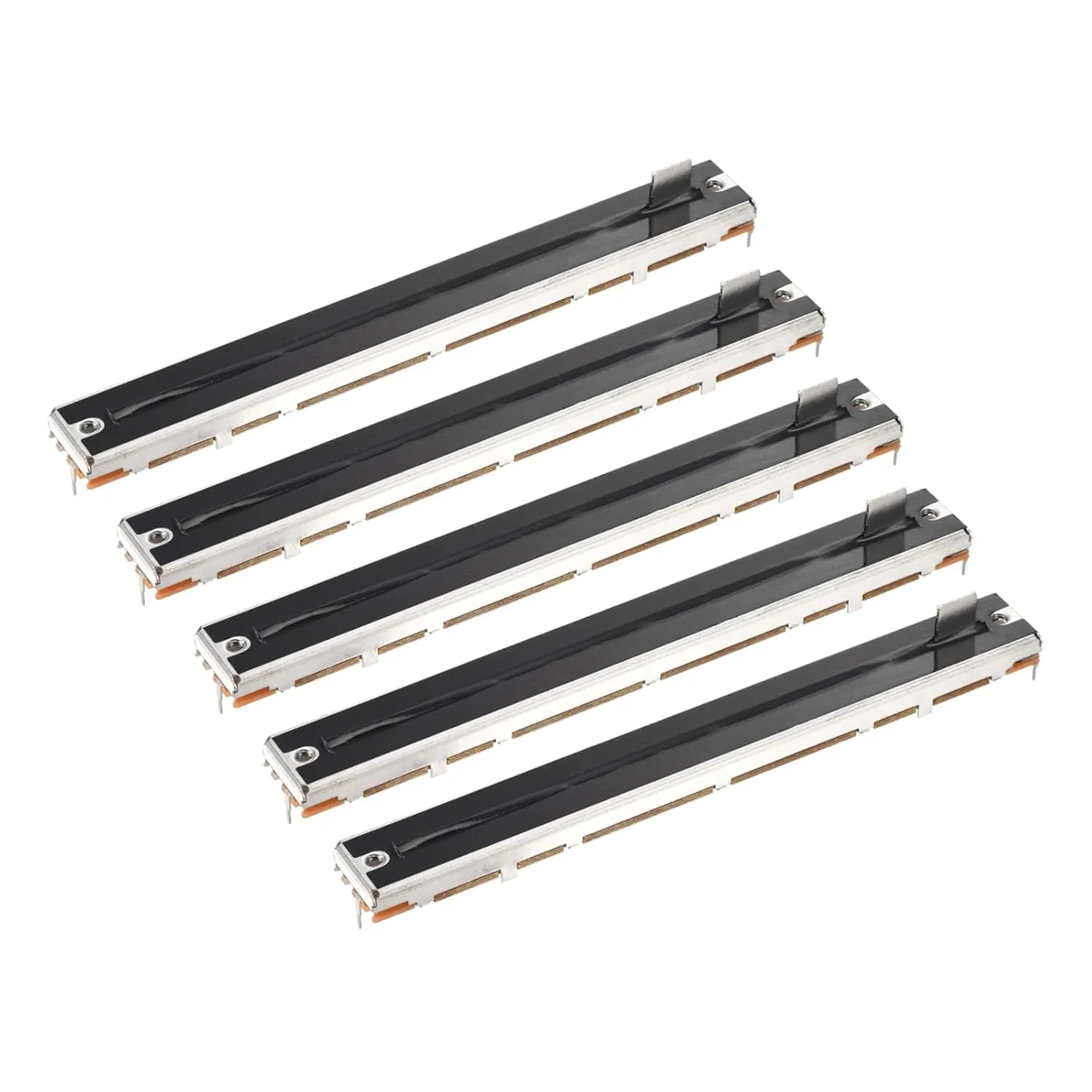 MECCANIXITY 5Pcs Straight Double Linear Slide Potentiometer 8 Pin B10Kx2 128mm(L) 100mm Travel 8x8mm Handle Fader Variable Resistors Mixer Electronic Potentiometer for Dimming Tuning