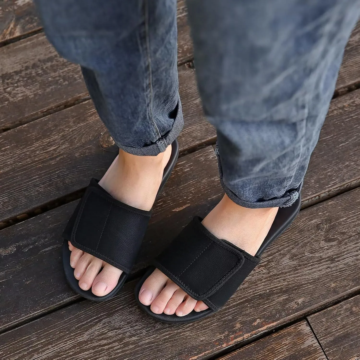 MEGNYA Orthopedic Slides Sandals for Women, Comfortable Plantar Fasciitis Sandals for Flat Feet, High Arch Support Walking Sandals with Adjustable Straps