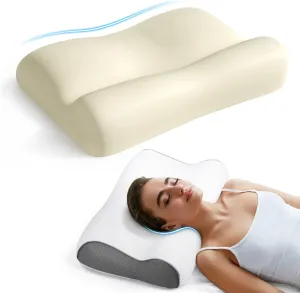 Memory Foam Bed Pillow for Sleeping, Ergonomic Cervical Neck Support Orthopedic Contour Pillow for Side Back Stomach Sleeper, Neck and Shoulder Pain Relief Anti Snoring Pillow