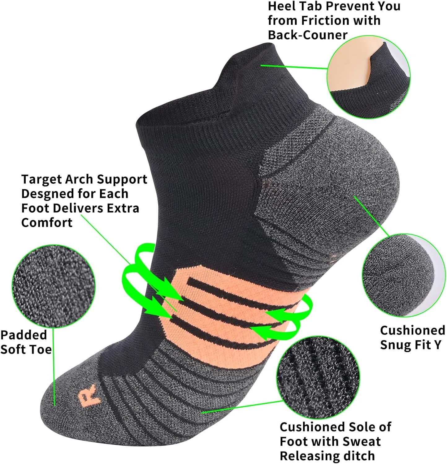 Men's Anti Stink Odor Control Padded Thick Low Cut Ankle Sneaker Running Socks