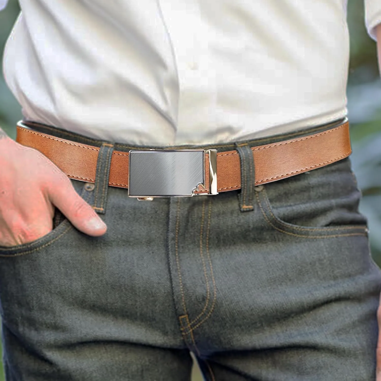 Men's Belts Leather Ratchet Dress Belts for Men Adjustable Belt for Casual Jeans