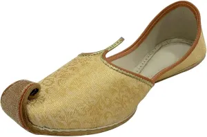 Men's Gold Khussa Shoes Punjabi Jutti Indian Ethnic Mojari Tribal Bridal Shoes