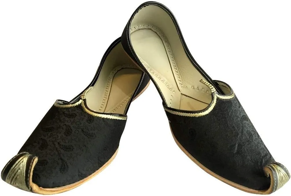 Men's Gold Khussa Shoes Punjabi Jutti Indian Ethnic Mojari Tribal Bridal Shoes