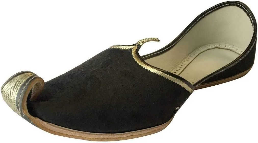 Men's Gold Khussa Shoes Punjabi Jutti Indian Ethnic Mojari Tribal Bridal Shoes