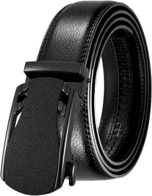 Men's leather Slide Ratchet Belt Casual with Automatic Buckle For Men Dress Pant Shirt Micro Adjustable