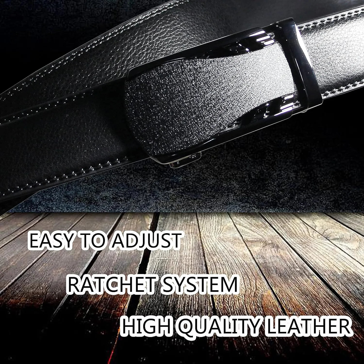 Men's leather Slide Ratchet Belt Casual with Automatic Buckle For Men Dress Pant Shirt Micro Adjustable
