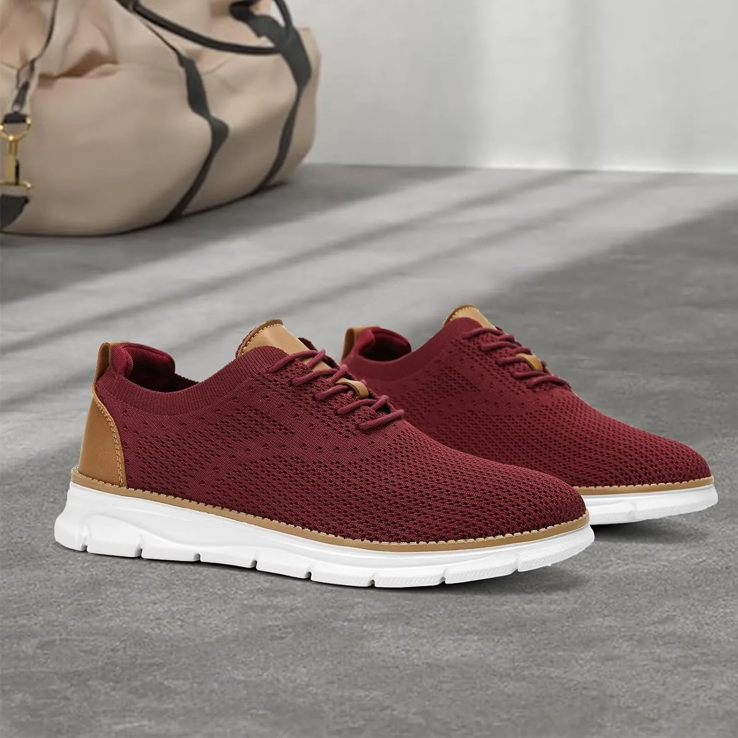 Men's Mesh Sneakers Oxfords Lace-Up Lightweight Casual Walking Shoes Driving Shoes