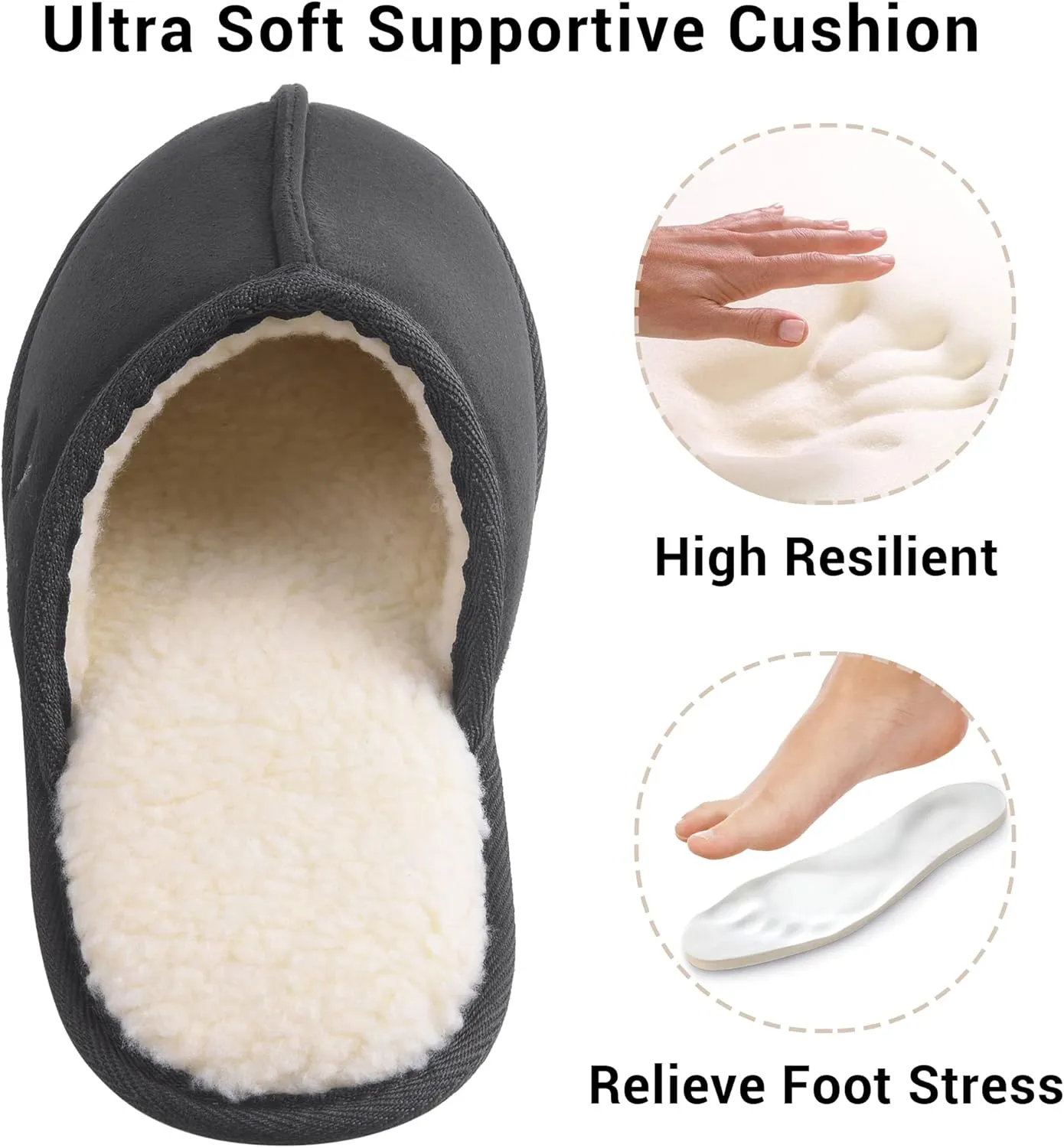 Mens Scuff Slippers Micro Suede Memory Foam Slide Clogs Slip on Indoor Outdoor House Shoes