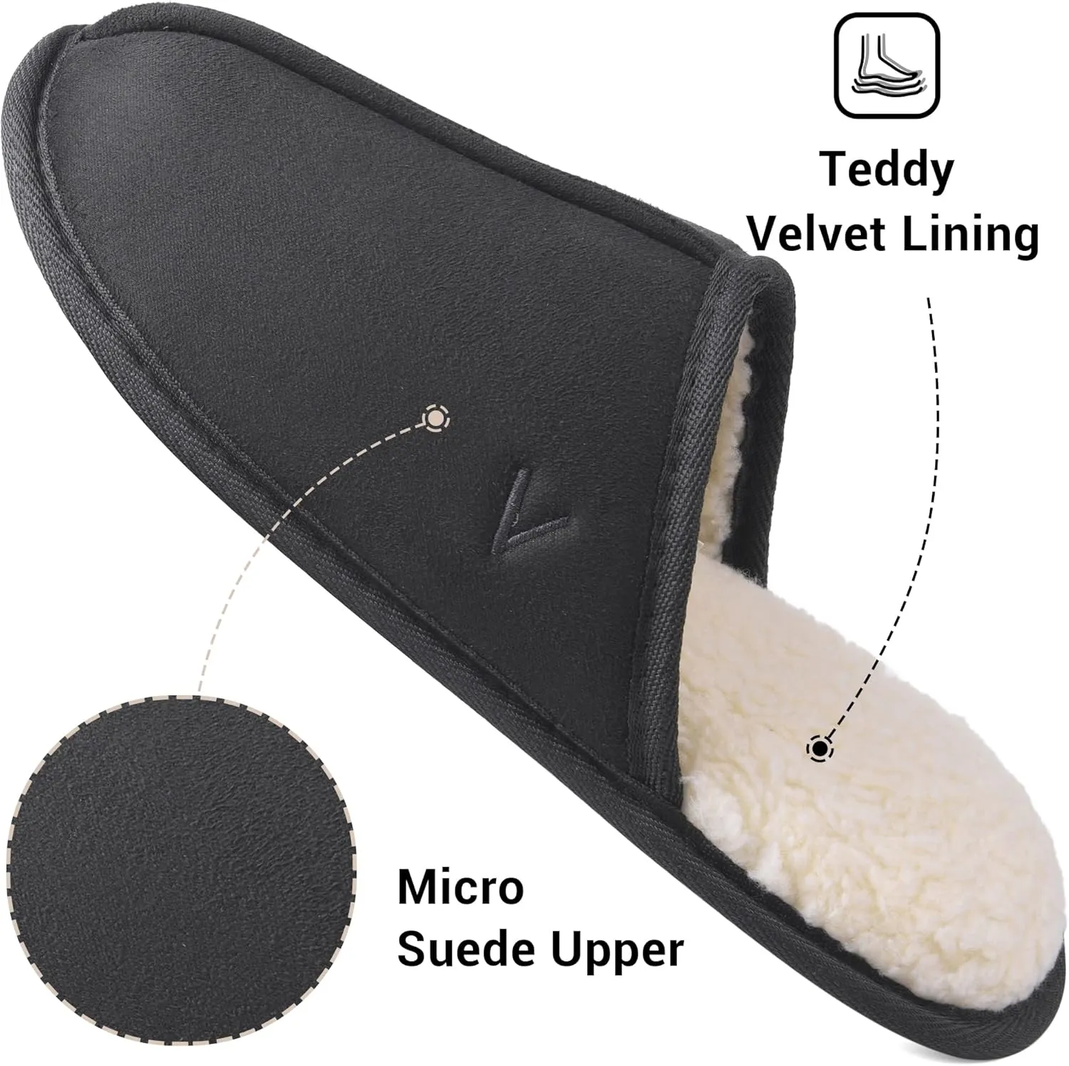 Mens Scuff Slippers Micro Suede Memory Foam Slide Clogs Slip on Indoor Outdoor House Shoes