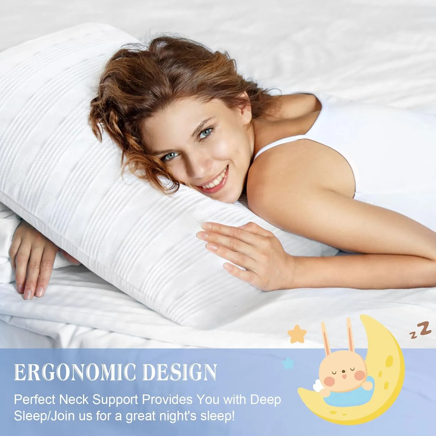 Meoflaw Cooling Pillows for Sleeping Standard Size Set of 2,Shredded Memory Foam Bed Pillow,Adjustable Loft Standard Pillow for Side & Back Sleeper-Medium Firm
