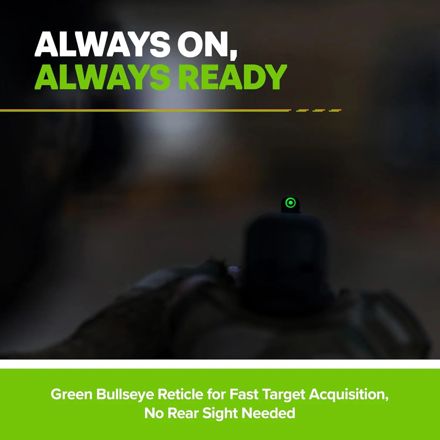 Meprolight Mepro FT Green Bullseye Front Sight - Fiber-Optic Day/Night Sight, Tritium Powered Pistol Optic, No Battery Required, Fits Most Holsters