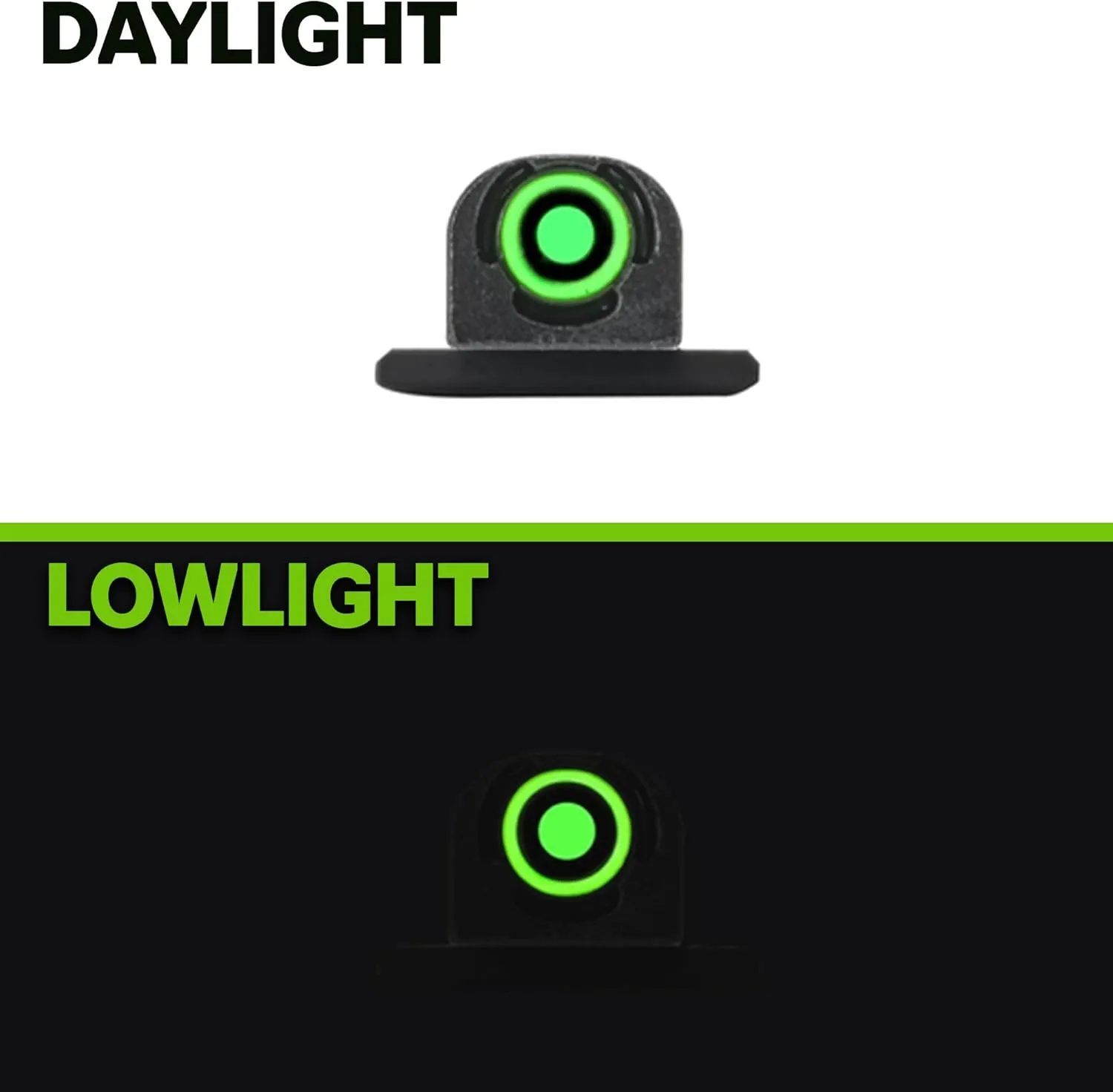 Meprolight Mepro FT Green Bullseye Front Sight - Fiber-Optic Day/Night Sight, Tritium Powered Pistol Optic, No Battery Required, Fits Most Holsters