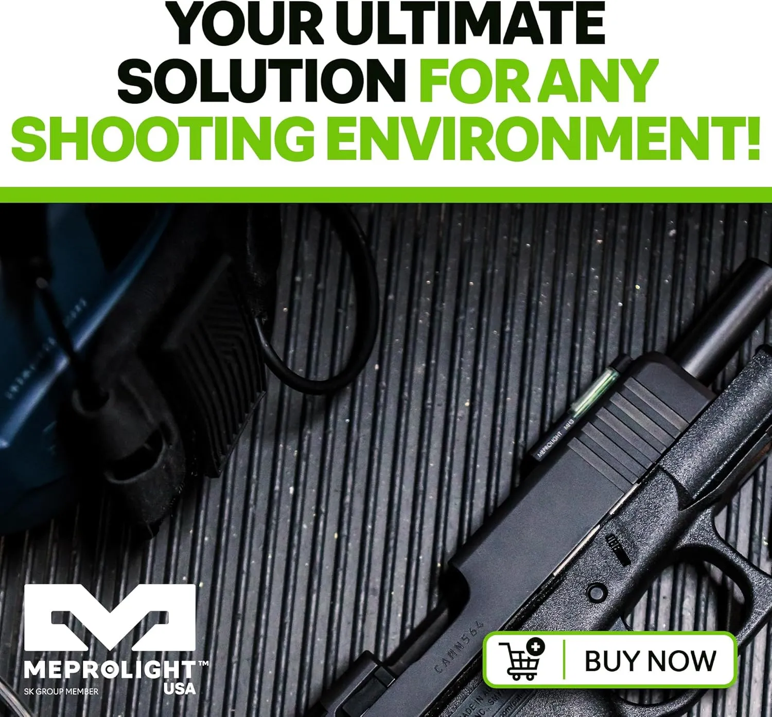 Meprolight Mepro FT Green Bullseye Front Sight - Fiber-Optic Day/Night Sight, Tritium Powered Pistol Optic, No Battery Required, Fits Most Holsters