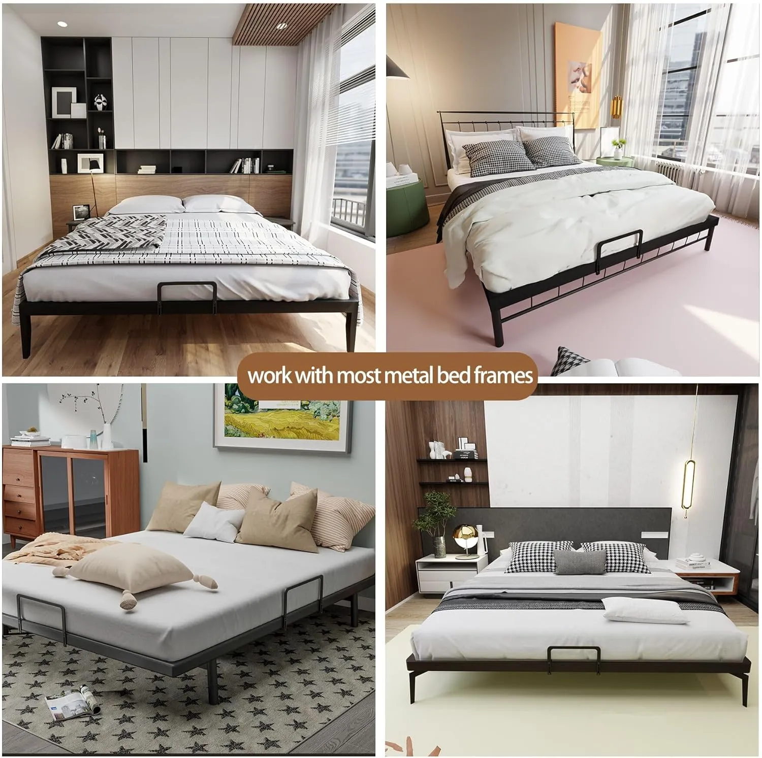 Metal Bed Frame Mattress Slide Stopper(H5.2) 4Pcs Keeping Mattress from Sliding for Foot of Adjustable Beds