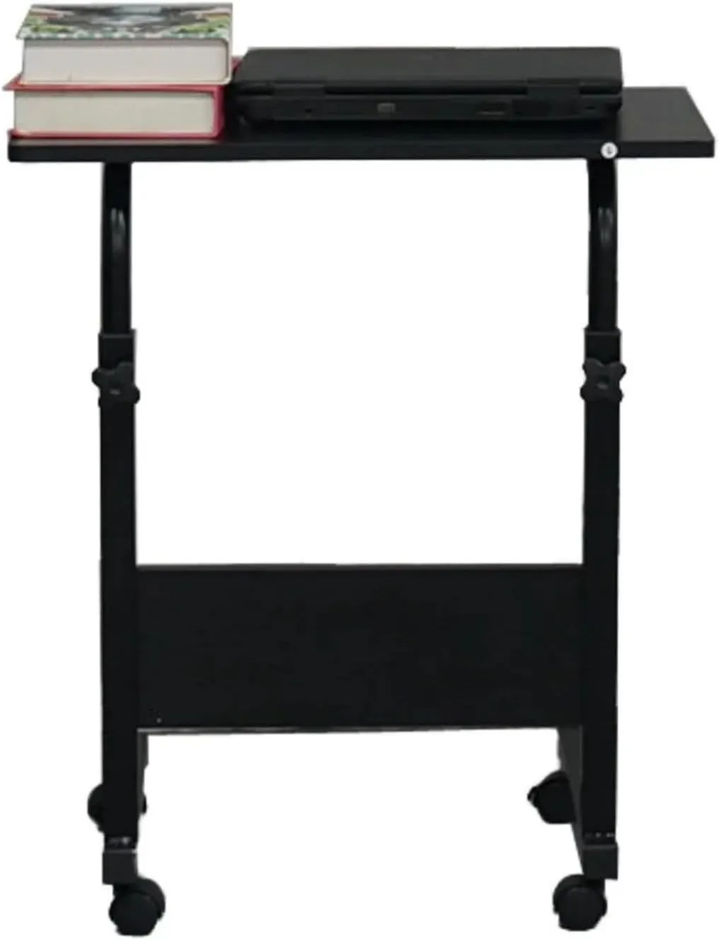 Mobile Side Table 23.6 Inch Computer Desk with Wheels Height Adjustable Rolling Potable Laptop Cart, C-Shaped Bed Couch End Tables with Baffle for Livingroom Bedroom School