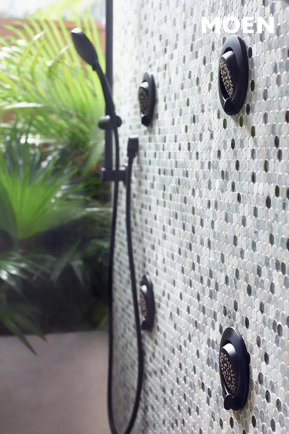 Moen Showering Matte Black Eco-Performance 5-Function Handheld Shower with 30-Inch Slide Bar and 69-Inch Hose, 3558EPBL
