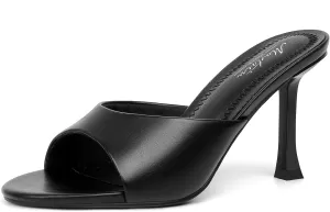 Mostrin Kitten Heels for Women Round Toe Heels With Bow Vintage Mules Sexy Slip on Stiletto Backless Sandals for Party Daily