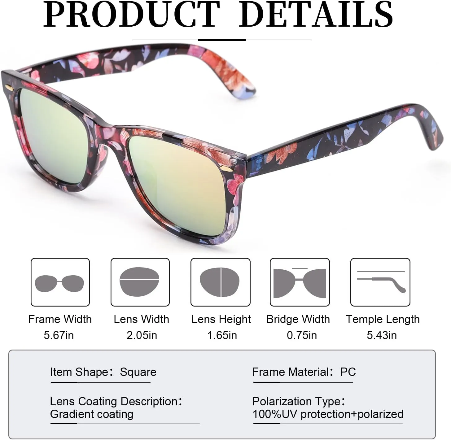 Myiaur Classic Sunglasses for Women Polarized Driving Anti-Glare UV Protection