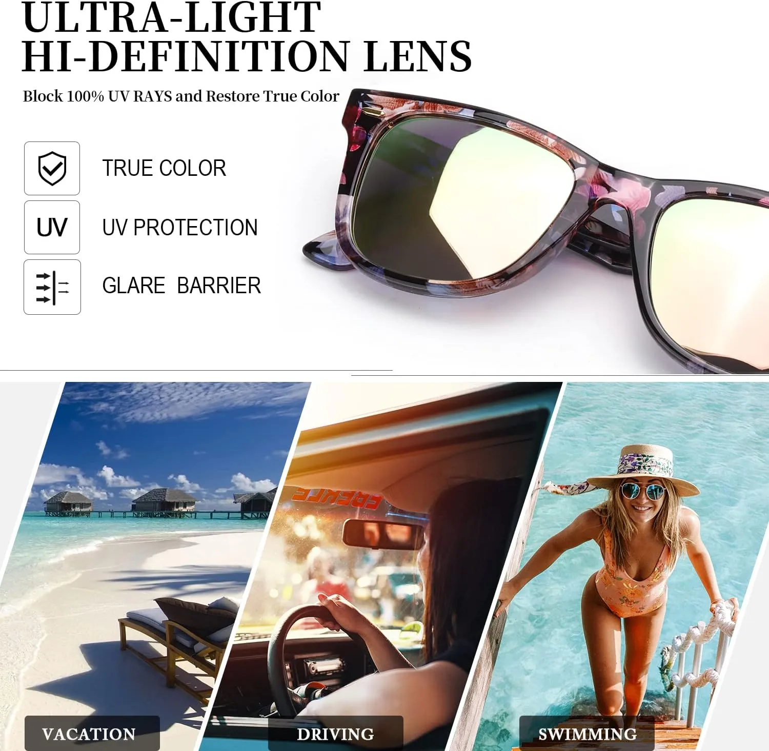 Myiaur Classic Sunglasses for Women Polarized Driving Anti-Glare UV Protection