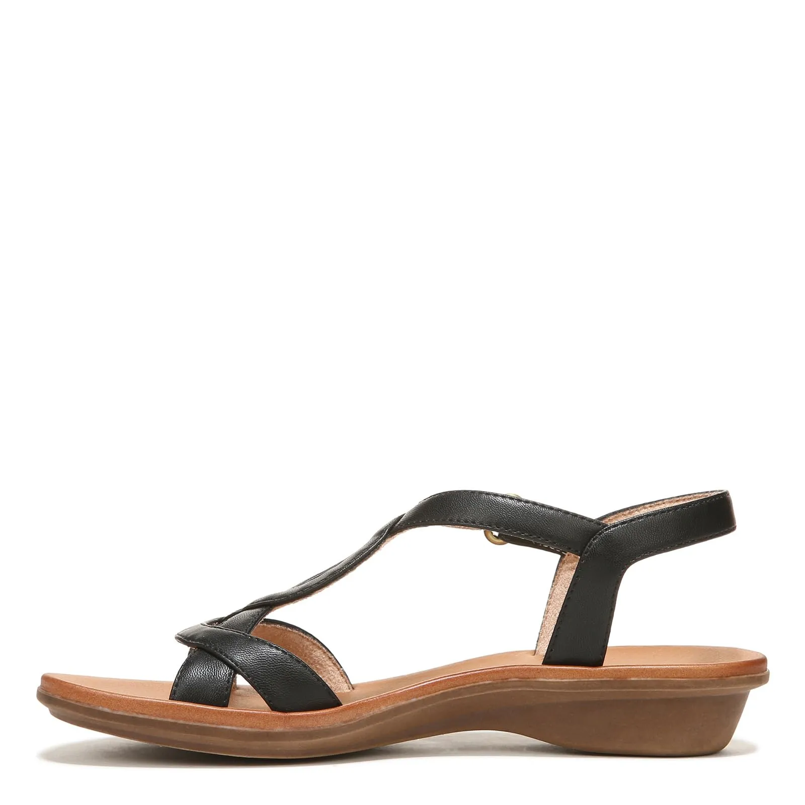 Naturalizer SOUL Womens Solo Strappy Flat Memory Foam Casual Sandals,Black,10M