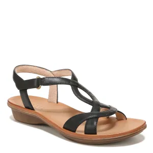 Naturalizer SOUL Womens Solo Strappy Flat Memory Foam Casual Sandals,Black,8.5M