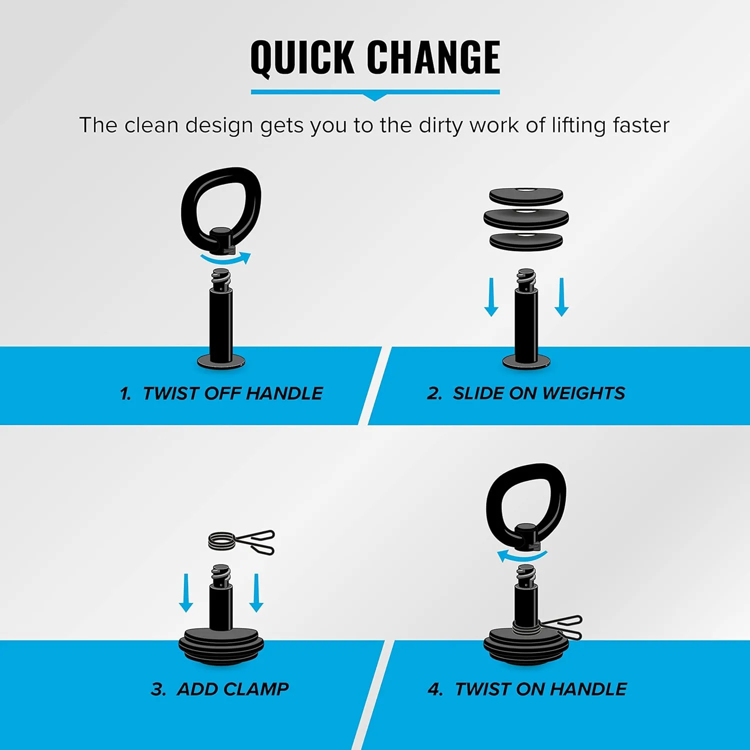 NewMe Fitness Adjustable Kettlebell Handle for Strength Training Kettlebells for Weight Plates - Home or Gym Workout- Ergonomic Design for a Comfortable, Non-Slip Grip