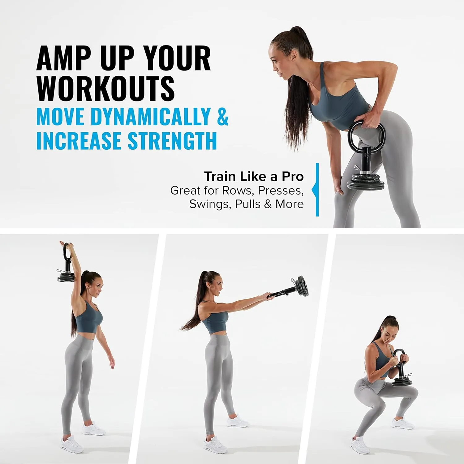 NewMe Fitness Adjustable Kettlebell Handle for Strength Training Kettlebells for Weight Plates - Home or Gym Workout- Ergonomic Design for a Comfortable, Non-Slip Grip