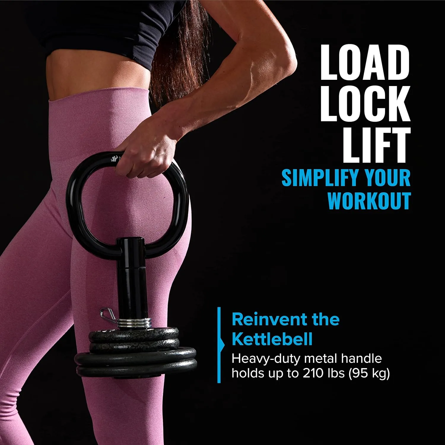 NewMe Fitness Adjustable Kettlebell Handle for Strength Training Kettlebells for Weight Plates - Home or Gym Workout- Ergonomic Design for a Comfortable, Non-Slip Grip